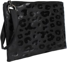 img 2 attached to 🐆 Stylish Leather Wristlet: Oversized Leopard Evening Women's Handbags & Wallets - Trendy Fashion Accessory