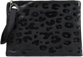 img 4 attached to 🐆 Stylish Leather Wristlet: Oversized Leopard Evening Women's Handbags & Wallets - Trendy Fashion Accessory