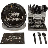 🎉 complete retirement party bundle: plates, napkins, cups, and cutlery for 24 guests (144 pieces) logo