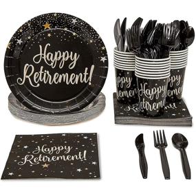 img 4 attached to 🎉 Complete Retirement Party Bundle: Plates, Napkins, Cups, and Cutlery for 24 Guests (144 Pieces)