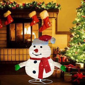 img 3 attached to 🎅 2FT Lighted Pop Up Christmas Snowman Decorations - Twinkle Star, Pre-Lit with 48 LED Warm White Lights, Collapsible Metal Stand, Easy-Assembly & Reusable for Indoor & Outdoor Holiday Xmas Decor