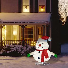 img 2 attached to 🎅 2FT Lighted Pop Up Christmas Snowman Decorations - Twinkle Star, Pre-Lit with 48 LED Warm White Lights, Collapsible Metal Stand, Easy-Assembly & Reusable for Indoor & Outdoor Holiday Xmas Decor