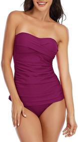 img 2 attached to Shuangyu Bandeau Tankini Control Suimsuit Women's Clothing in Swimsuits & Cover Ups