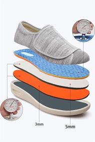 img 3 attached to 👟 Optimized Search: Lightweight Adjustable Closure Athletic Diabetes Elderly Shoes with Big Velcro, Anti-Slip Double Layer Insole, Air Cushion Sole, and Simple Design for Men's Active Footwear