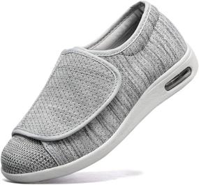 img 4 attached to 👟 Optimized Search: Lightweight Adjustable Closure Athletic Diabetes Elderly Shoes with Big Velcro, Anti-Slip Double Layer Insole, Air Cushion Sole, and Simple Design for Men's Active Footwear