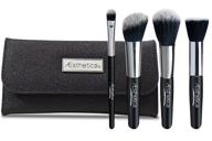 aesthetica cosmetics 4-piece premium synthetic contour and highlight makeup brush set: ideal for powder, foundation, blending, contouring, and highlighting. includes carry case: vegan and cruelty-free logo