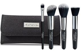 img 4 attached to Aesthetica Cosmetics 4-Piece Premium Synthetic Contour and Highlight Makeup Brush Set: Ideal for Powder, Foundation, Blending, Contouring, and Highlighting. Includes Carry Case: Vegan and Cruelty-Free