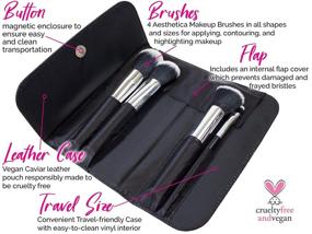 img 3 attached to Aesthetica Cosmetics 4-Piece Premium Synthetic Contour and Highlight Makeup Brush Set: Ideal for Powder, Foundation, Blending, Contouring, and Highlighting. Includes Carry Case: Vegan and Cruelty-Free