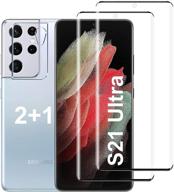 [2+1 пакет] защитное стекло для экрана samsung galaxy s21 ultra 5g (6,8 дюйма) [ультразвуковое разблокирование отпечатков пальцев] [9h твердость] [3d изогнутость] - защитное стекло samsung galaxy s21 ultra 5g 6,8 дюйма hd. логотип