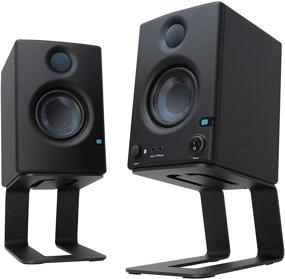 img 4 attached to 🔊 Pair of HumanCentric Desktop Speaker Stands - Ideal for Desk Speakers, Studio Speaker Riser, Medium and Small Bookshelf Speakers, Studio Monitor Stand, Computer Gaming Desk Speaker Stand - Black