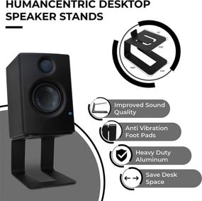 img 3 attached to 🔊 Pair of HumanCentric Desktop Speaker Stands - Ideal for Desk Speakers, Studio Speaker Riser, Medium and Small Bookshelf Speakers, Studio Monitor Stand, Computer Gaming Desk Speaker Stand - Black