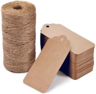 🏷️ high-quality 100 pcs gift tags with 328 feet jute twine: loomy blank kraft paper tags for craft projects, weddings & celebrations logo