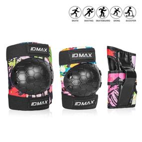 img 1 attached to 🛡️ 6-in-1 Kids Protective Gear Set: IDMAX Child Knee Pads, Elbow Pads, and Wrist Guard with Adjustable Strap for Rollerblading, Roller Skates, BMX, Skateboarding, Inline Skating, Biking, Scooting, and Sports