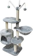 ultimate grey miao paw cat tree tower: condo, scratching post, activity center, and comfy bed logo