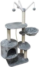 img 3 attached to Ultimate Grey MIAO PAW Cat Tree Tower: Condo, Scratching Post, Activity Center, and Comfy Bed