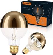 🔆 half chrome edison light bulb 60w equivalent: dimmable g80/g25 globe shape decorative bulb with half gold reflection - soft white 2000k - e26 base - ideal for wall sconces & chandeliers - pack of 2 логотип