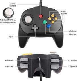 img 3 attached to Enhanced N64 Controller by MODESLAB - Wired Mini 64-bit Gamepad Joystick, including 2 Pack of 6FT N64 Controller Extension Cables in Black