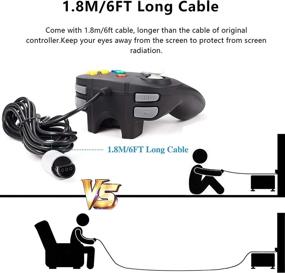 img 2 attached to Enhanced N64 Controller by MODESLAB - Wired Mini 64-bit Gamepad Joystick, including 2 Pack of 6FT N64 Controller Extension Cables in Black