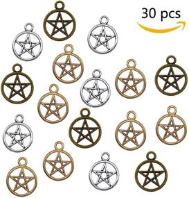 img 2 attached to 🌟 30 Pieces Lucky Charms Jewelry Making Accessory Necklace Pendant - Magic Pentacle Star Protection Design, 25 x 20mm