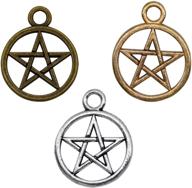 🌟 30 pieces lucky charms jewelry making accessory necklace pendant - magic pentacle star protection design, 25 x 20mm logo