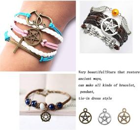 img 1 attached to 🌟 30 Pieces Lucky Charms Jewelry Making Accessory Necklace Pendant - Magic Pentacle Star Protection Design, 25 x 20mm