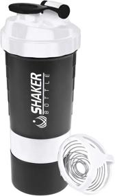 img 4 attached to 🏋️ VIGIND Protein Shaker Bottle - Sports Water Bottle with Non-Slip 3-Layer Twist-Off 3oz Cups and Pill Tray - Leak-Proof Shake Bottle Mixer - Protein Powder 16 oz Shake Cup with Storage