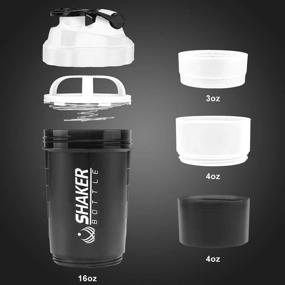 img 2 attached to 🏋️ VIGIND Protein Shaker Bottle - Sports Water Bottle with Non-Slip 3-Layer Twist-Off 3oz Cups and Pill Tray - Leak-Proof Shake Bottle Mixer - Protein Powder 16 oz Shake Cup with Storage