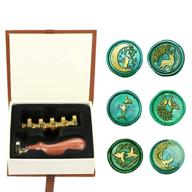 💌 premium animal wax seal stamp kit with 6 removable brass heads and 1 wooden handle - ideal for wedding invitations and envelopes logo