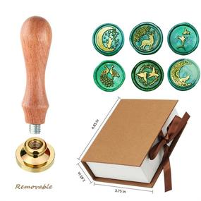 img 1 attached to 💌 Premium Animal Wax Seal Stamp Kit with 6 Removable Brass Heads and 1 Wooden Handle - Ideal for Wedding Invitations and Envelopes