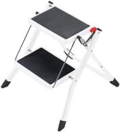 🪜 hailo 4310-001 steel folding lightweight step stool in white: compact and convenient for easy access and storage! logo
