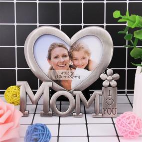 img 1 attached to Christmas Gifts for Mom - QTMY I Love You Picture Frame, Heart Shaped Metal Desktop Decor for Mother's Birthday Day from Daughter or Son (1)