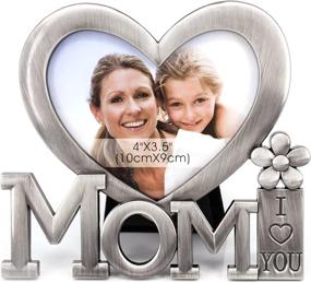 img 4 attached to Christmas Gifts for Mom - QTMY I Love You Picture Frame, Heart Shaped Metal Desktop Decor for Mother's Birthday Day from Daughter or Son (1)
