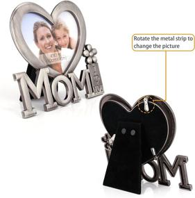 img 2 attached to Christmas Gifts for Mom - QTMY I Love You Picture Frame, Heart Shaped Metal Desktop Decor for Mother's Birthday Day from Daughter or Son (1)