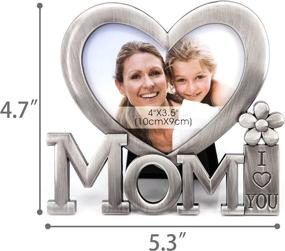 img 3 attached to Christmas Gifts for Mom - QTMY I Love You Picture Frame, Heart Shaped Metal Desktop Decor for Mother's Birthday Day from Daughter or Son (1)
