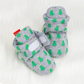 img 1 attached to 🧦 KIDSUN Cozy Fleece Booties Stay On Socks - Soft Shoes for Newborn Infants - Non Skid Winter Warm Christmas Slippers