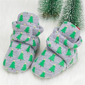 img 2 attached to 🧦 KIDSUN Cozy Fleece Booties Stay On Socks - Soft Shoes for Newborn Infants - Non Skid Winter Warm Christmas Slippers