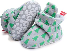 img 4 attached to 🧦 KIDSUN Cozy Fleece Booties Stay On Socks - Soft Shoes for Newborn Infants - Non Skid Winter Warm Christmas Slippers