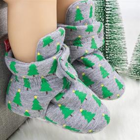 img 3 attached to 🧦 KIDSUN Cozy Fleece Booties Stay On Socks - Soft Shoes for Newborn Infants - Non Skid Winter Warm Christmas Slippers