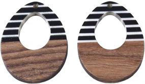 img 1 attached to FASHEWELRY 30pcs Resin Wood Pendants - Stripe Drop Resin Walnut Wooden Earring Charms for Jewelry Making (Opaque) - Shop Now!