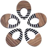 fashewelry 30pcs resin wood pendants - stripe drop resin walnut wooden earring charms for jewelry making (opaque) - shop now! logo