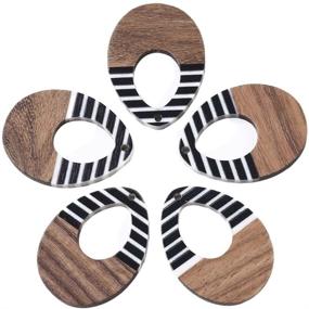 img 2 attached to FASHEWELRY 30pcs Resin Wood Pendants - Stripe Drop Resin Walnut Wooden Earring Charms for Jewelry Making (Opaque) - Shop Now!