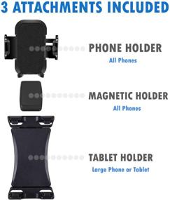 img 3 attached to 📱 Triple Threat Cup Holder Mount for iPhone, Smartphone, and iPad Mini with Magnetic Attachment, Padded Cell Phone Holder, and XL Wide Tablet Clamp Grip - Universal Up to 9.5