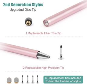 img 2 attached to 2-Pack Universal Disc Stylus Pens with 6 Replacement Tips - Capacitive Stylist Pens for All Touch Screens: Cell Phones, iPad, Tablet, Laptops (Black/Rose Gold)