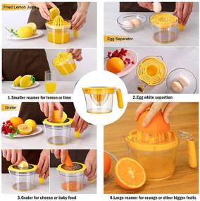 img 3 attached to 🍋 Wuyule 4-in-1 Manual Juicer: Citrus Lemon Orange Squeezer with Measuring Cup, Grater, and Lemon Squeezer - Transparent White, 20OZ