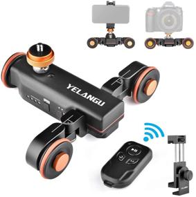 img 4 attached to 📷 Motorized Camera Slider by YELANGU: Rechargeable Dolly with Wireless Remote Control, 3-Speed Adjustable Slider for 360° Swivel. Ideal for DSLR Cameras, Camcorders, Gopros & Smartphones (Phone Holder Included)
