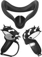 🎮 eyglo face silicone cover + controller grip cover for oculus quest 2 - anti-slip, anti-collision handle protective covers with adjustable strap (black) logo