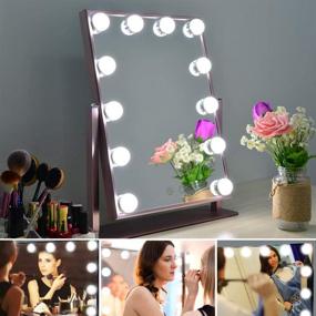 img 2 attached to 💄 Nitin Hollywood Style Lighted Vanity Mirror with Dimmable Touch Control - Rose Gold Glamour for Flawless Makeup & Jewelry Display