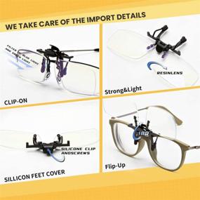 img 1 attached to Versatile Eyewear: Reading Glasses Clip On Magnifiers + Flip Up Blue Light Blocking Clear Glasses for Stylish Men and Women