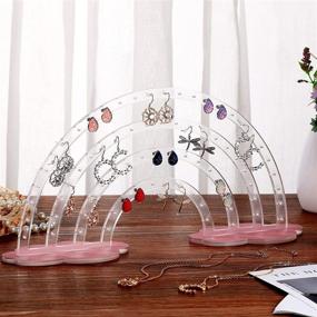 img 4 attached to Purpeak Rainbow Acrylic Earring Holder Stand: 74 Holes, Double-Sided Jewelry Display Rack & Organizer