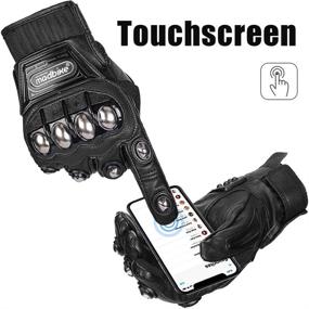 img 3 attached to 🧤 ILM Alloy Steel Leather Hard Knuckle Touchscreen Gloves: Ultimate Protection for Motorcycle Racing & Powersports (M, (Leather) Black)